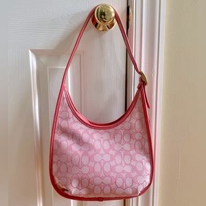 Pink Ergo Shoulder Bag In Signature Jacquard